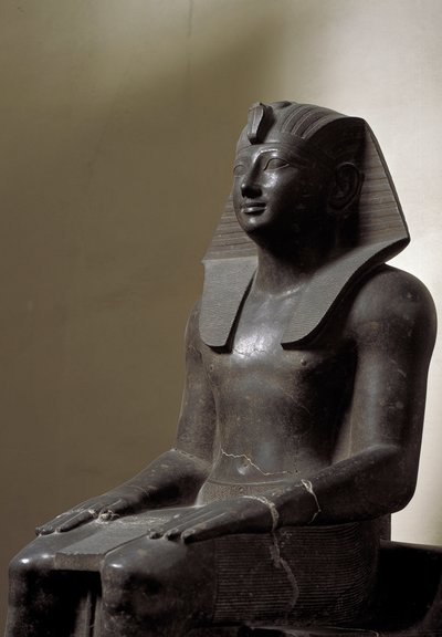 Egyptisk antikvitet: skulptur af basanit, der repræsenterer herskeren Thutmosis (Tutmosis eller Thutmus) III (1479-1425 f.Kr.), egyptisk farao. Svag. 192 cm. 18. dynasti. Torino, egyptisk museum af Egyptian 18th Dynasty