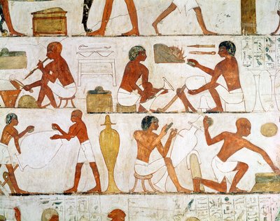 Gravering og polering af vaser i guld og sølv, fra Rekhmires grav af Egyptian 18th Dynasty