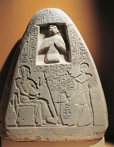 Begravelsesstele af kalksten for ypperstepræsten Ptahmose, fra Saqqara af Egyptian 18th Dynasty