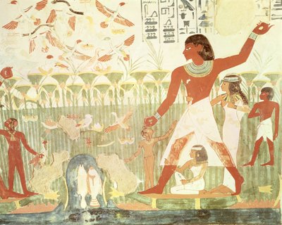 Jagt og fiskeri, fra Nakhts grav, New Kingdom (vægmaleri) af Egyptian 18th Dynasty