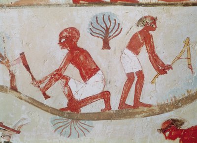 Arbejder og skovhugger på arbejde, fra Nakhts grav, New Kingdom (vægmaleri) af Egyptian 18th Dynasty