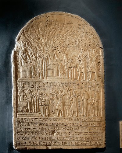 Kalkstensstele af Sobeks ypperstepræst, fra Sobeks tempel i Dahamcha af Egyptian 18th Dynasty