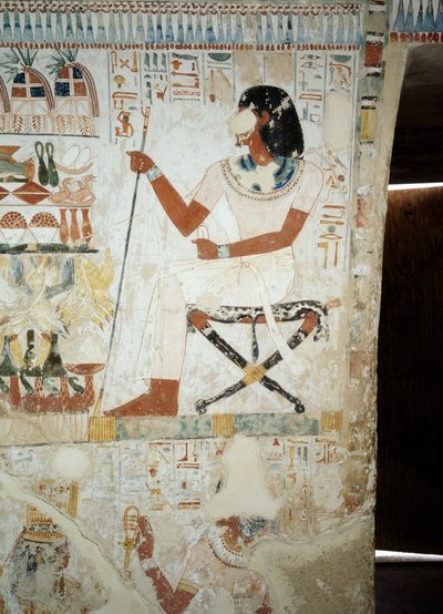 Menna fører tilsyn med sine arbejdere på marker, detaljer fra fresker i forhallen af Mennas grav, Sheikh Abd el Qurnah Necropolis, Luxor, Theben (Unescos verdensarvsliste af Egyptian 18th Dynasty