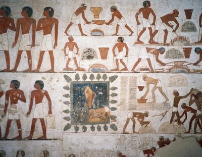Metalbearbejdning og fremstilling af mursten, freskomalerier, kapel, Rekhmires grav (TT100), Sheikh Abd el-Qurna, Theben (Unescos verdensarvsliste af Egyptian 18th Dynasty