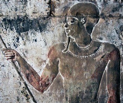 Bemalet relief, Hatshepsuts gravtempel, Deir el-Bahri, Luxor, Theben (Unescos verdensarvsliste) af Egyptian 18th Dynasty