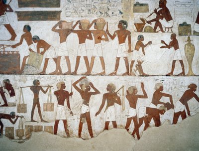 Pottemagere og arbejdere, detaljer fra freskoerne i Rekhmires grav, Sheikh Abd el Qurnah Necropolis, Luxor, Theben (Unescos verdensarvsliste af Egyptian 18th Dynasty