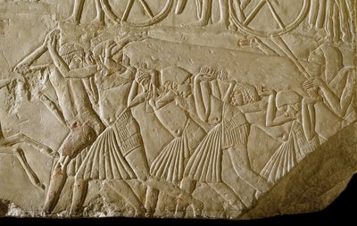 Relief fra Horemhebs grav (sten) af Egyptian 18th Dynasty