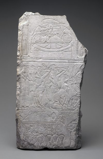 Relief af sørgende og begravelsesmad, Det Nye Rige, ca.1340 f.Kr. (kalksten) af Egyptian 18th Dynasty