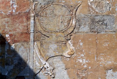 Relief med Hathor som hellig ko, Hatshepsuts gravtempel, Deir el-Bahari, den thebanske nekropolis (UNESCO