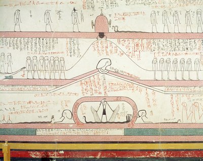 Scene fra Book of Amduat, der viser rejsen til underverdenen, New Kingdom (vægmaleri) af Egyptian 18th Dynasty
