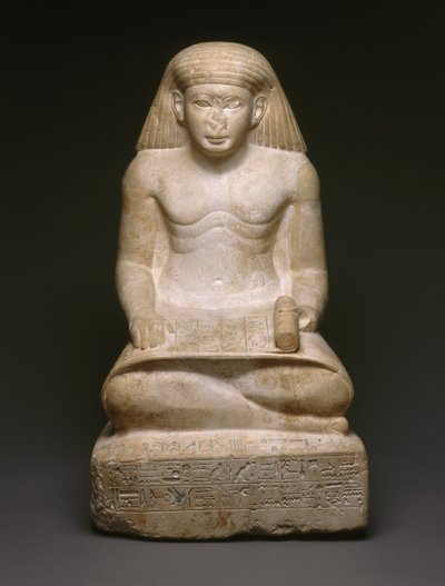 Skriverstatue af Amunhotep, søn af Nebiry, ca. 1426-1400 f.Kr. (kalksten) (se 200932) af Egyptian 18th Dynasty