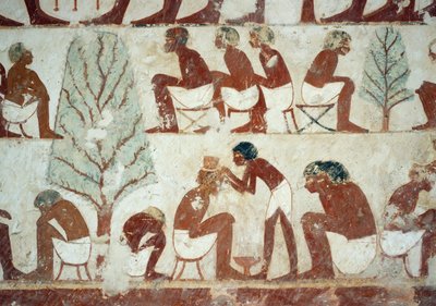 Soldater, der bliver klippet, detaljer fra fresker i Userhats grav, Sheikh Abd el Qurnah Necropolis, Luxor, Theben (Unescos verdensarvsliste af Egyptian 18th Dynasty
