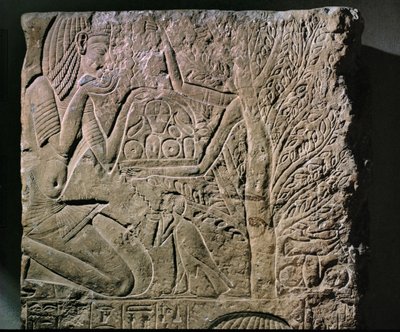 Træ-gudinde tilbyder mad og drikke (relief) af Egyptian 18th Dynasty