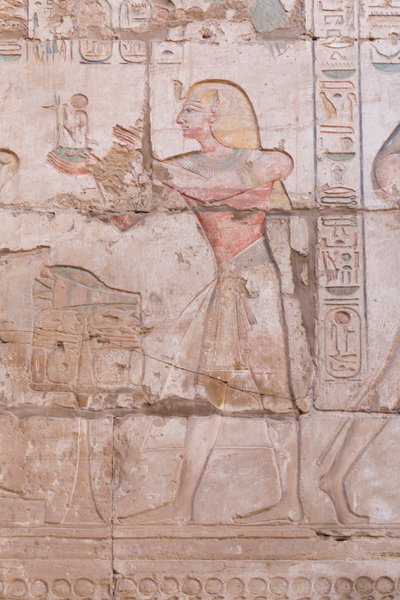 Vægrelieffer, stor hypostilhal, Karnak tempelkompleks, Luxor, Egypten af Egyptian 18th Dynasty