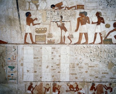 Vejer guld og sølv, detaljer fra fresker i Rekhmires grav, Sheikh Abd el Qurnah Necropolis, Luxor, Theben (Unescos verdensarvsliste af Egyptian 18th Dynasty