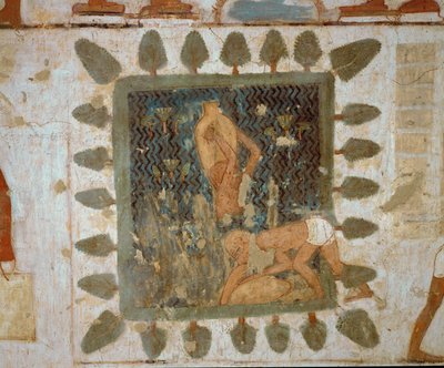 Arbejdere bærer vaser (vægmaleri) af Egyptian 18th Dynasty