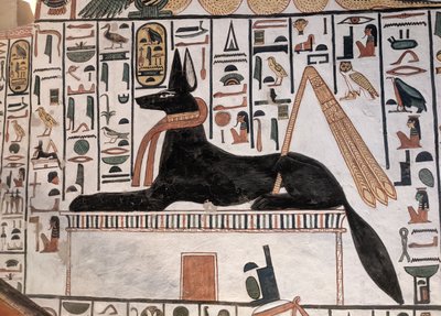 Anubis Tomb Nefertari (vægmaleri) af Egyptian 19th Dynasty
