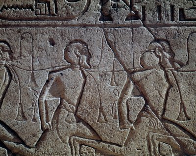 Assyriske fanger af Ramses II, relief, hovedtemplet i Abu Simbel (Unescos verdensarvsliste) af Egyptian 19th Dynasty
