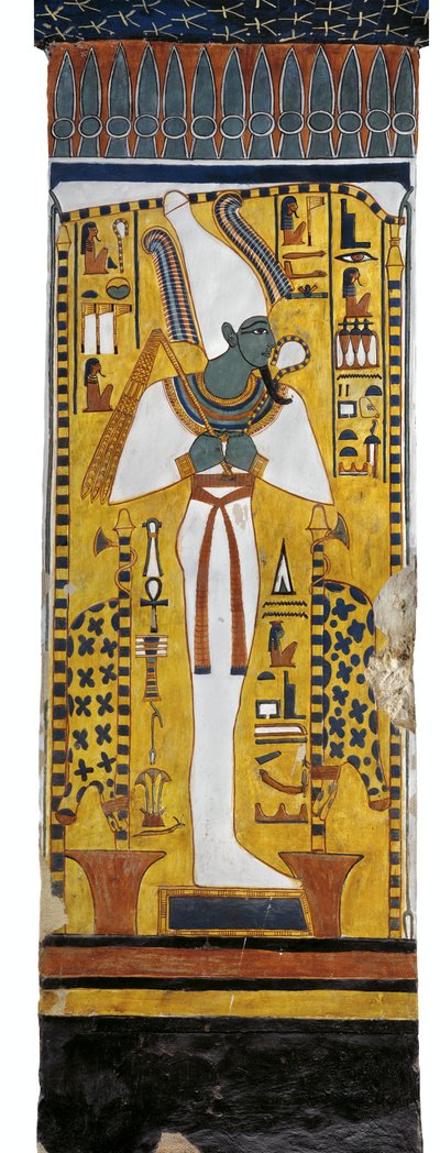 Egypten, Theben, Luxor, Queens Valley, Nefertaris grav, vægmaleri af Osiris i gravkammer fra 19. dynasti af Egyptian 19th Dynasty