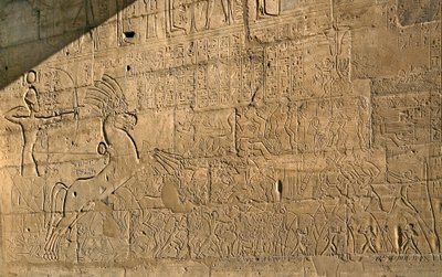 Egyptisk antikvitet: udsigt over relieffer, der fejrer Ramses II