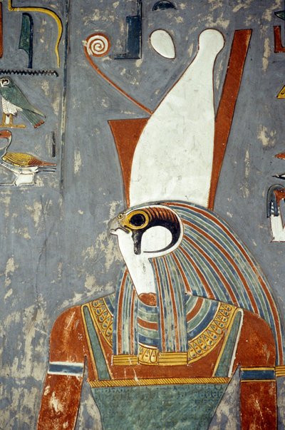 Horus med dobbeltkrone, Horemhebs grav, Kongernes dal, Louxor, det gamle Theben (foto) af Egyptian 19th Dynasty
