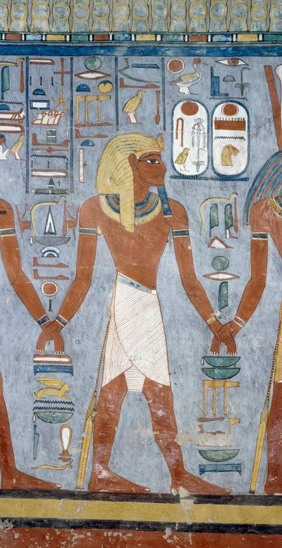 Mandsfigur, detaljer fra kalkmalerier i gravkammeret i Ramses I
