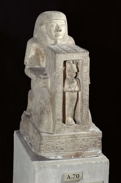 Naophorous statue af den kongelige skriver, Seti, med Osiris i naos, New Kingdom, ca. 1279-1213 f.Kr. (kalksten) af Egyptian 19th Dynasty