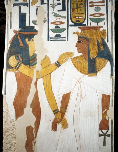 Nefertari, detaljer fra kalkmalerierne i det andet kammer i Nefertaris grav, Valley of Queens, Luxor, Theben (Unescos verdensarvsliste af Egyptian 19th Dynasty