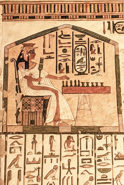 Nefertari spiller senet (vægmaleri) af Egyptian 19th Dynasty
