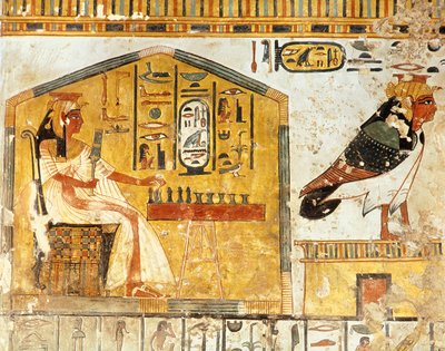 Nefertari spiller senet, detalje af et vægmaleri fra Dronning Nefertaris grav, New Kingdom af Egyptian 19th Dynasty