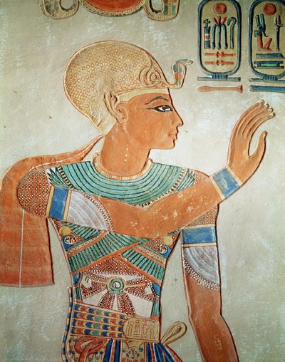 Portræt af Ramses III (ca. 1184-1153 f.Kr.) fra Amen-Her-Khepshefs grav, New Kingdom (vægmaleri) af Egyptian 19th Dynasty