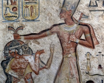 Ramses II holder fanger i håret, detalje, Egyptisk civilisation, Det Nye Rige, XIX. dynasti af Egyptian 19th Dynasty
