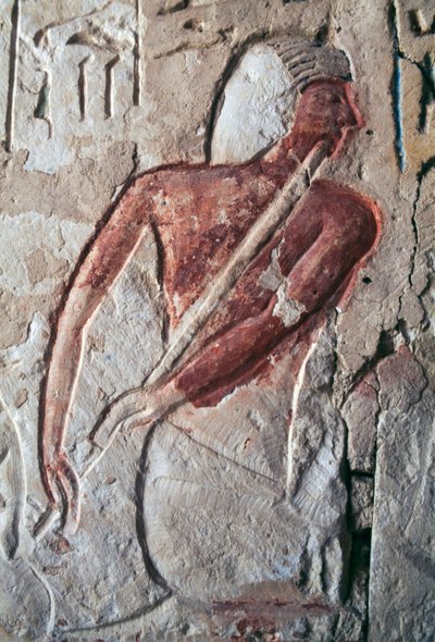 Relief forestillende fløjtespiller, Leteyas grav, Saqqara, Egypten, Egyptisk civilisation, Det Nye Rige, XIX. dynasti af Egyptian 19th Dynasty