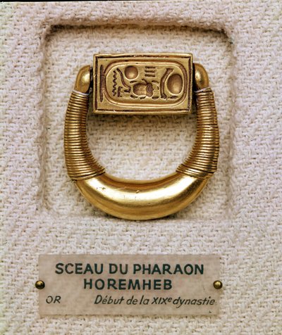 Ring med general Horemhebs segl (ca. 1323-1295 f.Kr.) Nyt Rige (guld) af Egyptian 19th Dynasty