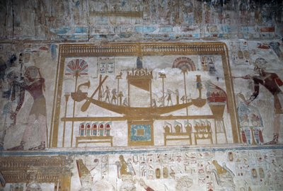 Hellig båd, basrelief, Osiris