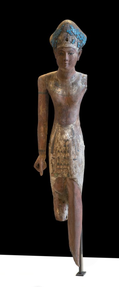 Statue af Sovereign Ramesside hovedbeklædning af den blå krone og iført lændeklæde foran af Egyptian 19th Dynasty