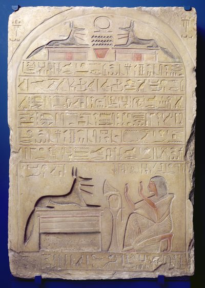 Stela of General Kasa, New Kingdom, ca. 1294-c. 1279 f.Kr. (malet kalksten) af Egyptian 19th Dynasty
