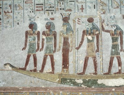 Relief, der forestiller Khnum i en begravelsesbark, der passerer gennem underverdenen, fra Ramses III