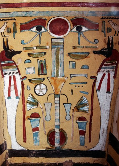 Anubis mumie, dekorativ detalje af sarkofagen af ​​Ankh-ef-en-Khonsu af Egyptian 21st Dynasty