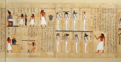Mytologisk papyrus fra Imenemsaouf, tredje mellemperiode, ca. 1000 f.Kr. (malet papyrus) (detaljer) af Egyptian 21st Dynasty