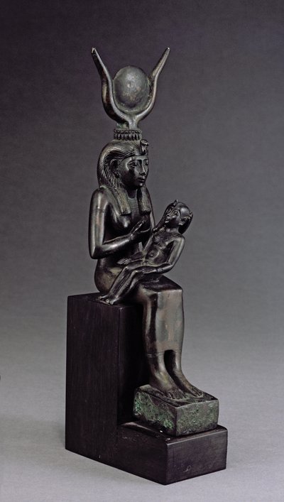 Gudinden Isis dier spædbarnet Horus, sen periode (bronze) af Egyptian 26th Dynasty