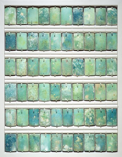 Fliser, fra trinpyramiden i Djoser, Saqqara, Det Gamle Kongerige, 2667-2648 f.Kr. (fajance) af Egyptian 3rd Dynasty