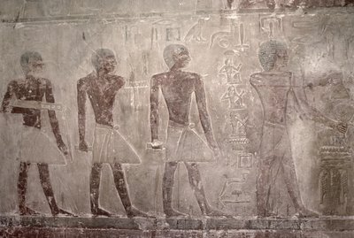 Håndværkere fra sydvæggen af Mastaba Chapel of Ti, Old Kingdom (vægmaleri) af Egyptian 5th Dynasty