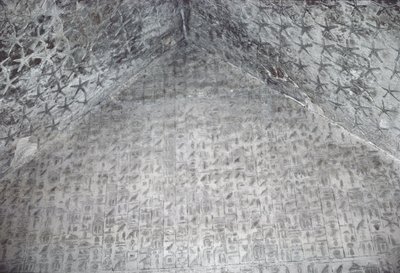 Tag og væg til gravkammeret i Unas-pyramiden, Det gamle kongerige (malet sten) af Egyptian 5th Dynasty