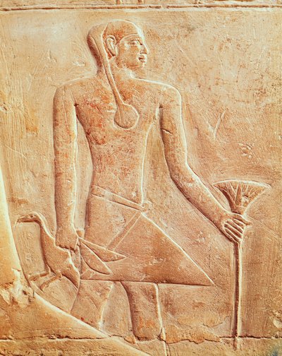 Tjener og fugl, aflastning af Egyptian 5th Dynasty