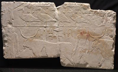 Relief af mænd, der bringer fugle og kvæg, ca. 2311-2281 f.Kr af Egyptian 6th Dynasty