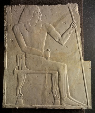 Relief af Nyankhnesut siddende, fra Saqqara, ca. 2311-2281 f.Kr. af Egyptian 6th Dynasty