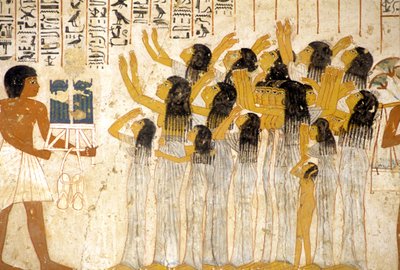 Det gamle Egypten, Maleri/fresco, Grædende kvinder i begravelsesoptoget, Ramoses grav, Theben, De Ædles Dal af Egyptian Egyptian