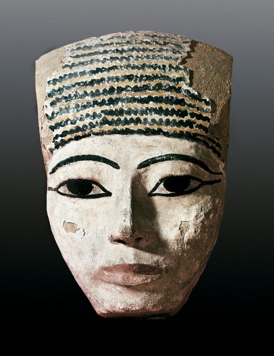 Det gamle Egypten: Portræt af en egyptisk sarkofag. 17.-12. århundrede af JC. Polykrom træudskæring. Monistrol of Montserrat, Montserrat Museum. af Egyptian Egyptian