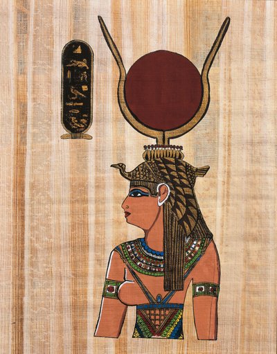 Cleopatra VII, rekonstruktion af et relief fra templet Kom Ombo (papyrus) af Egyptian Egyptian